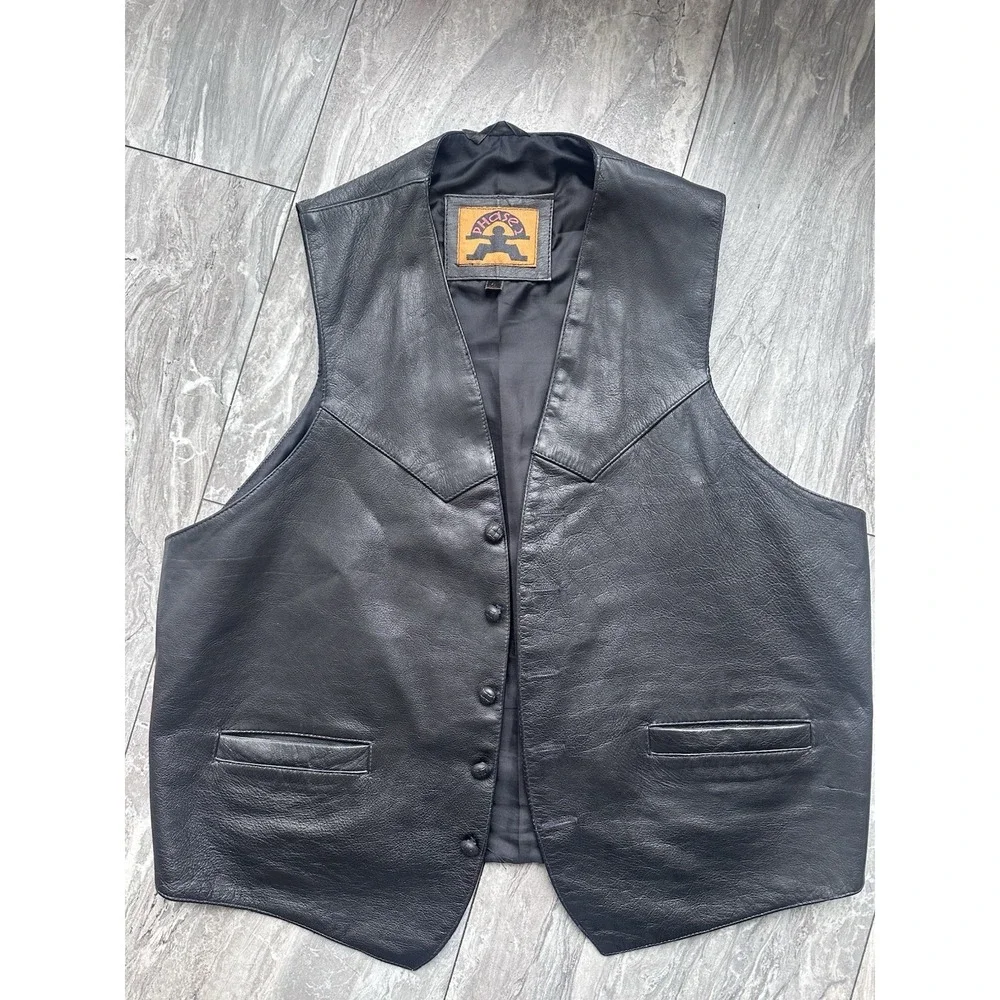 Phase 2 Men's Brown Genuine Leather Western-Style‎ Vest Size L